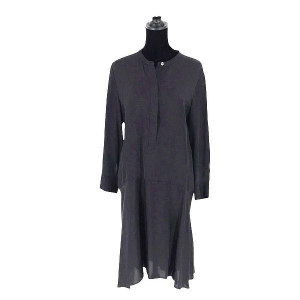 Theory Womens Long Sleeve Carstan A-Line Hi-Low Silk Mini Dress Black Size 6